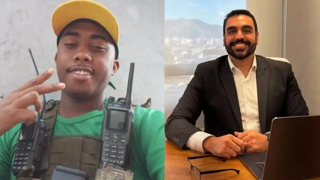Mangabinha, à esquerda, e o policial civil José Antônio Lourenço, à direita. (reprodução)