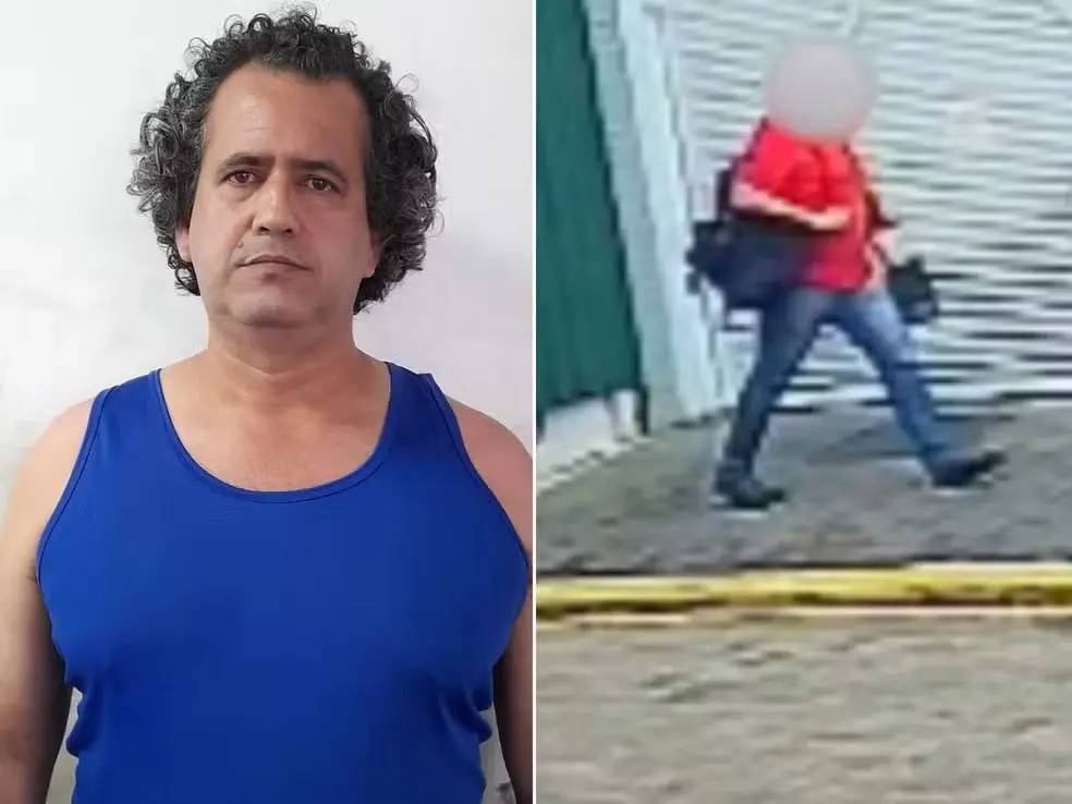 Eletricista Cassius Maximiliano Brancatti, de 48 anos, foi preso suspeito de matar o corretor Wanderley Guanais Mineiro em Praia Grande, no litoral de São Paulo. (Foto: Polícia Civil e Reprodução)