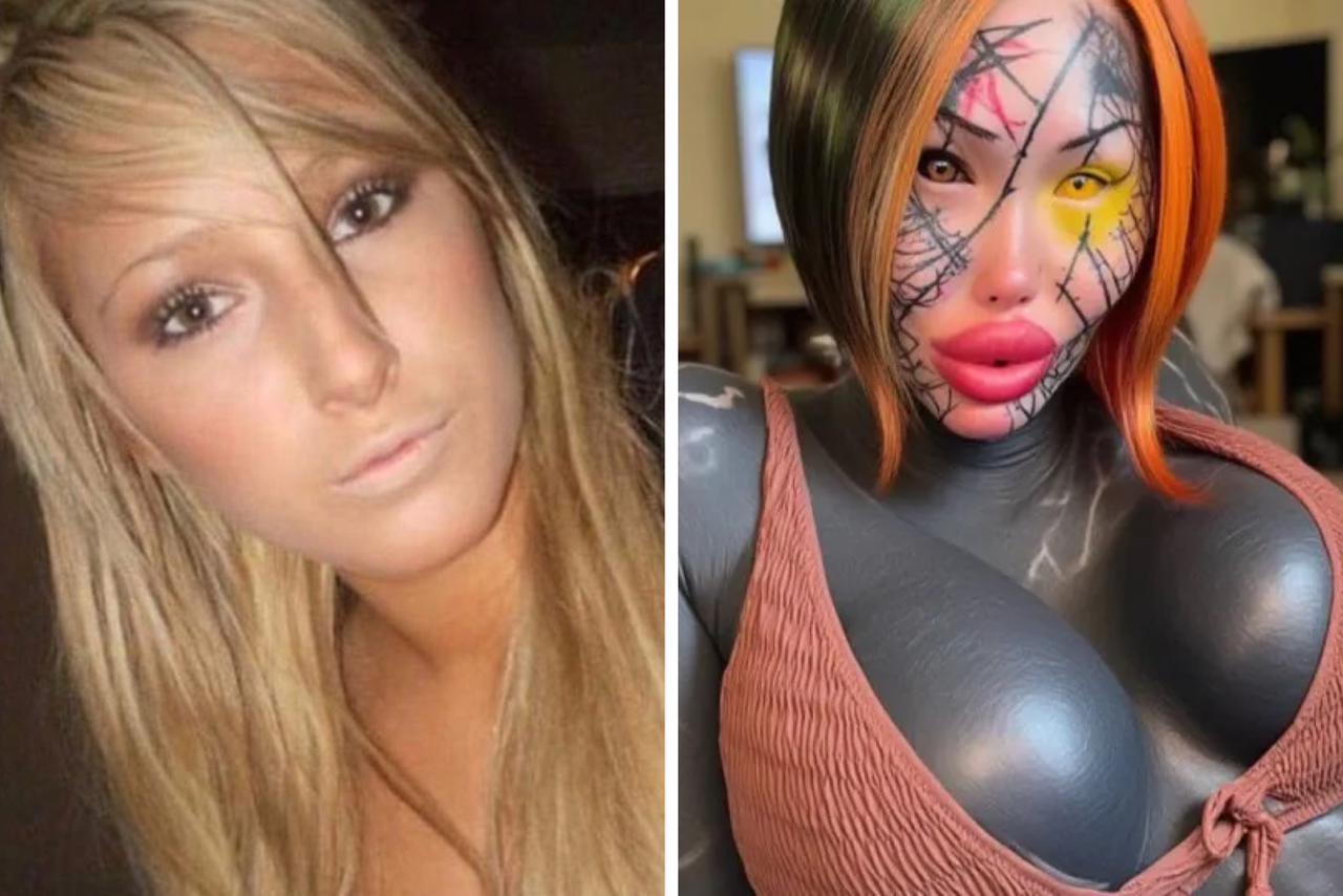 Antes e depois Modelo canadense Maria Madalena