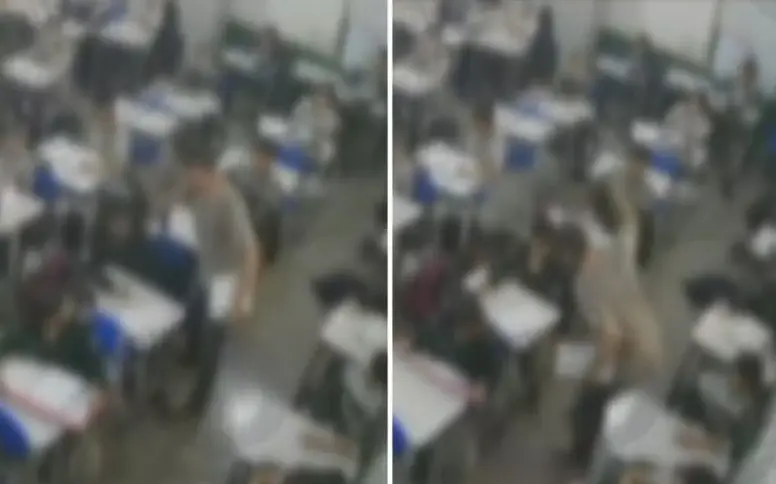 Uma criança de 11 anos foi agredida com uma série de tapas por um professor dentro de uma sala de aula no interior de Goiás. O caso aconteceu em Quirinópolis. Reprodução redes sociais