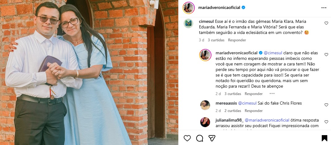Maria Verônica rebate comentário sobre quadrigêmeas 
