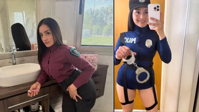 Policial é flagrada gravando vídeos eróticos com uniforme da corporação (Foto: Reprodução/Redes sociais)