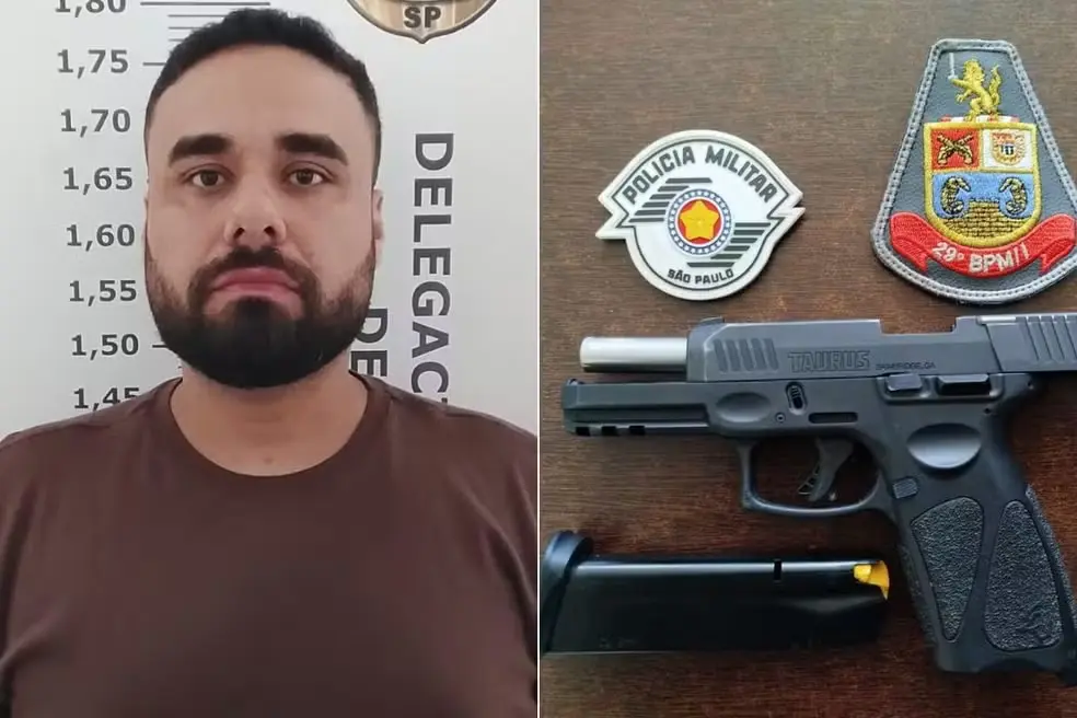 Luis Henrique Moreira Melantonio foi preso em flagrante após atirar contra jovem após briga de trânsito em Peruíbe (SP) — Foto: Divulgação/PM