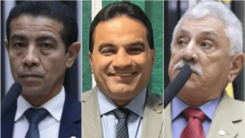 Da esquerda para a direita: Pastor Gil, Josimar Maranhãozinho e Bosco Costa, todos do PL, são suspeitos de desviar R$ 1,6 milhão de emendas 