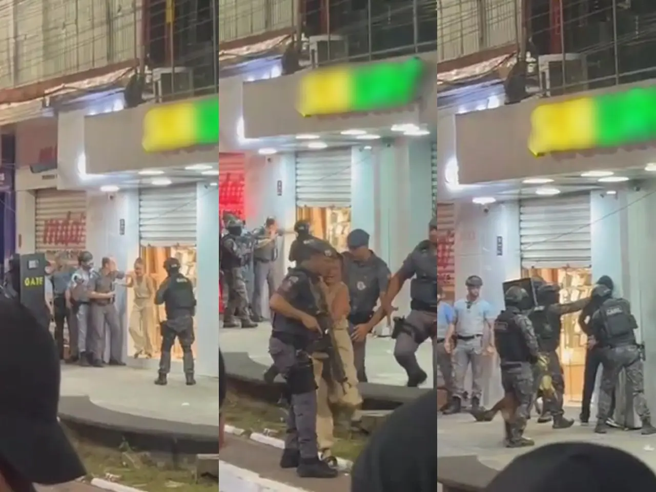 Veja o momento em que homem que fazia jovem refém em loja de celulares se entrega à polícia