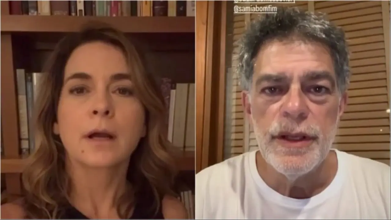 Os atores Cláudia Abreu e Eduardo Moscovis, no ar em novelas da Globo. (Reprodução)