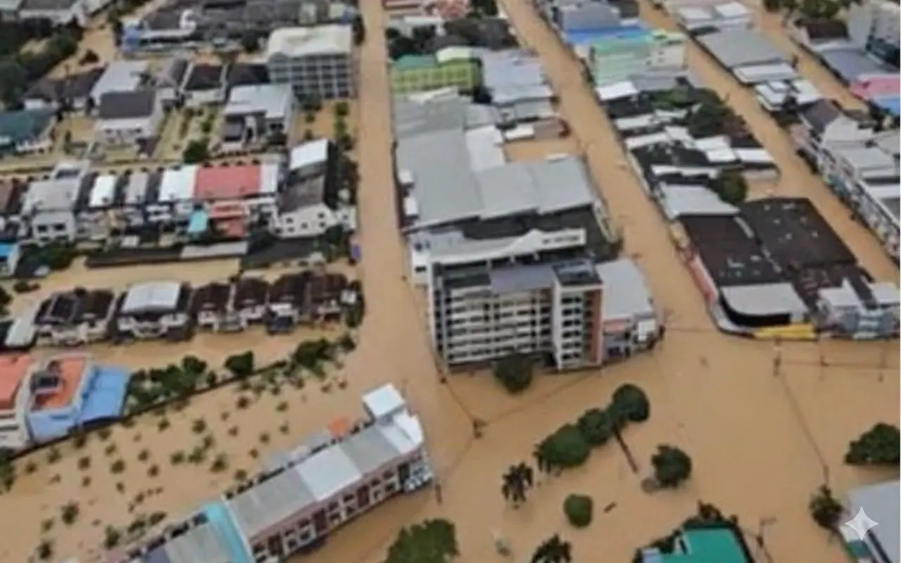 Regiões da Indonésia, Tailândia, Sri Lanka e Malásia ficaram submersas após fortes chuvas causarem enchentes e deslizamentos de terra. Foto: Divulgação.
