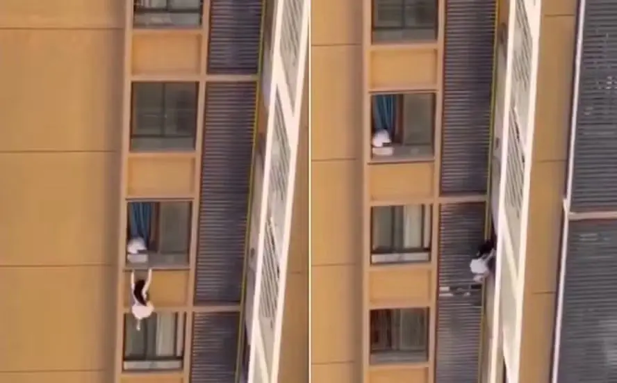 Vídeo: amante é flagrada fugindo pela janela no 10° andar de prédio