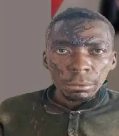 Homem de 31 anos foi detido após amputar as mãos da esposa com uma catana, na aldeia de Salvador, província do Bié. Foto: Divulgação.