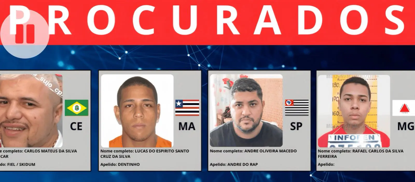 ‘Lista vermelha’: veja quem são os criminosos mais procurados do Brasil (Foto: Divulgação/Governo Federal)