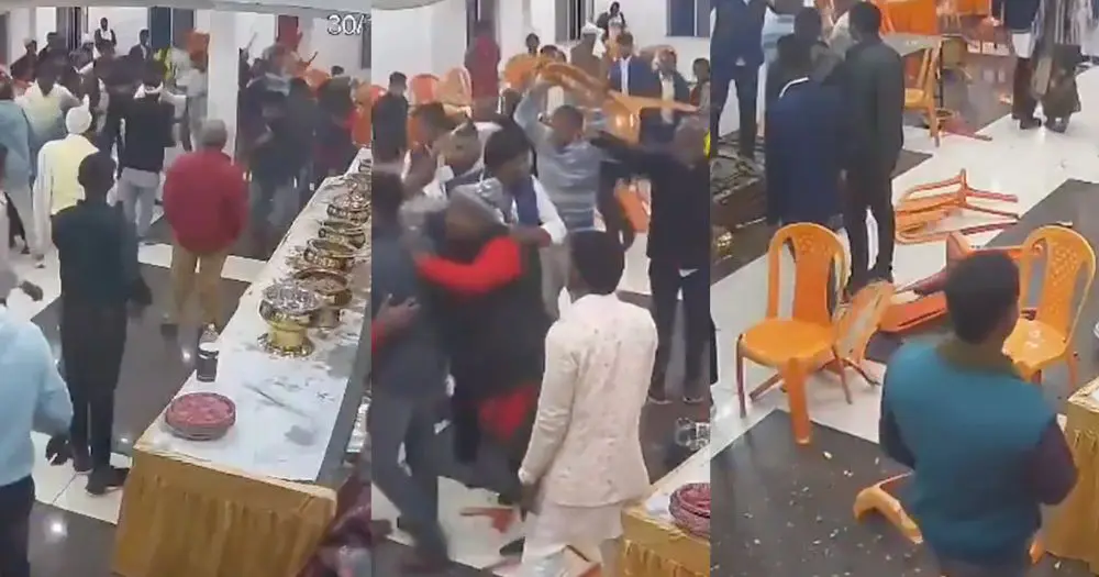 Casamento termina em pancadaria após disputa por pedaço de bolo (Foto: Reprodução/ redes sociais)