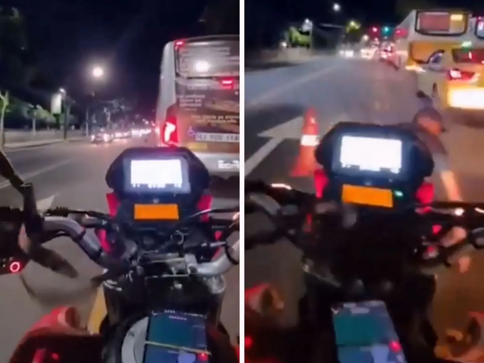 Motociclista atropela assaltante no meio de avenida movimentada || Reprodução: Redes Sociais 