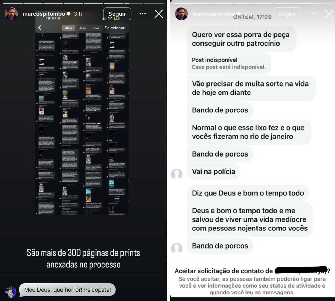 Marcos Pitombo expõe stalker nas redes sociais || Reprodução: Instagram 