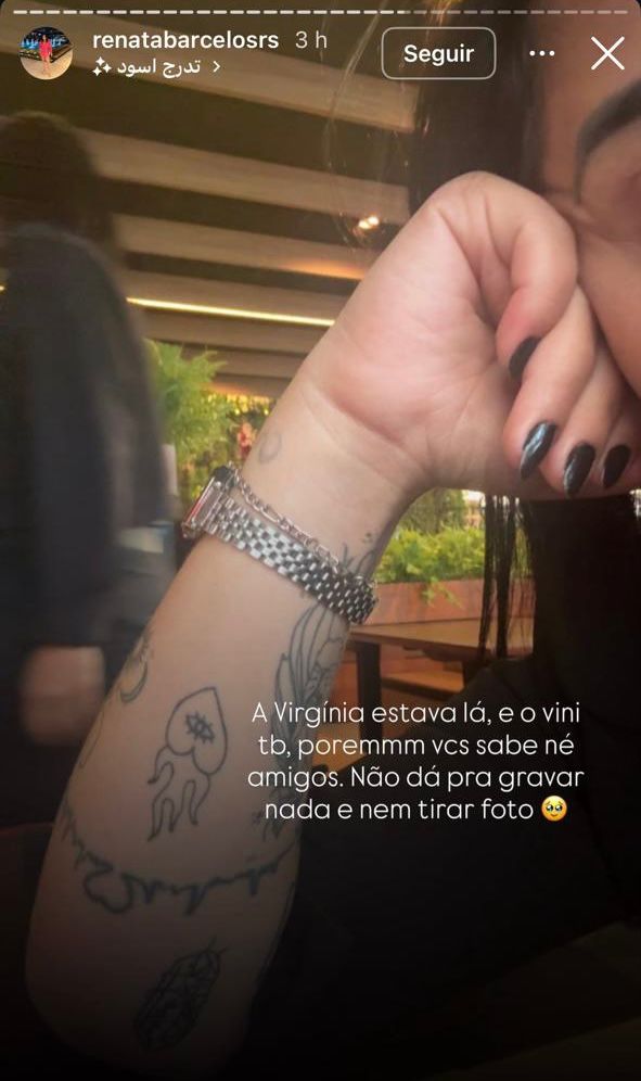 Publicação de influenciadora sobre encontro com Virginia e Vini Jr, 