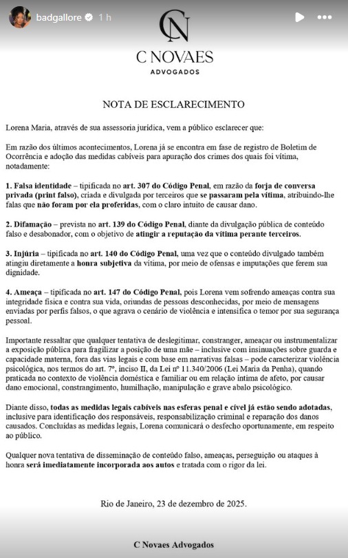 Lorena Maria registra boletim de ocorrência contra MC Daniel; saiba o motivo