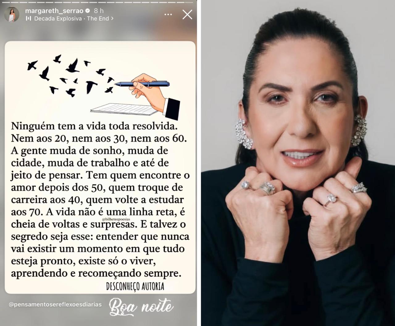 Publicação de Margareth após o anúncio do término de Zé Felipe e Ana Castela