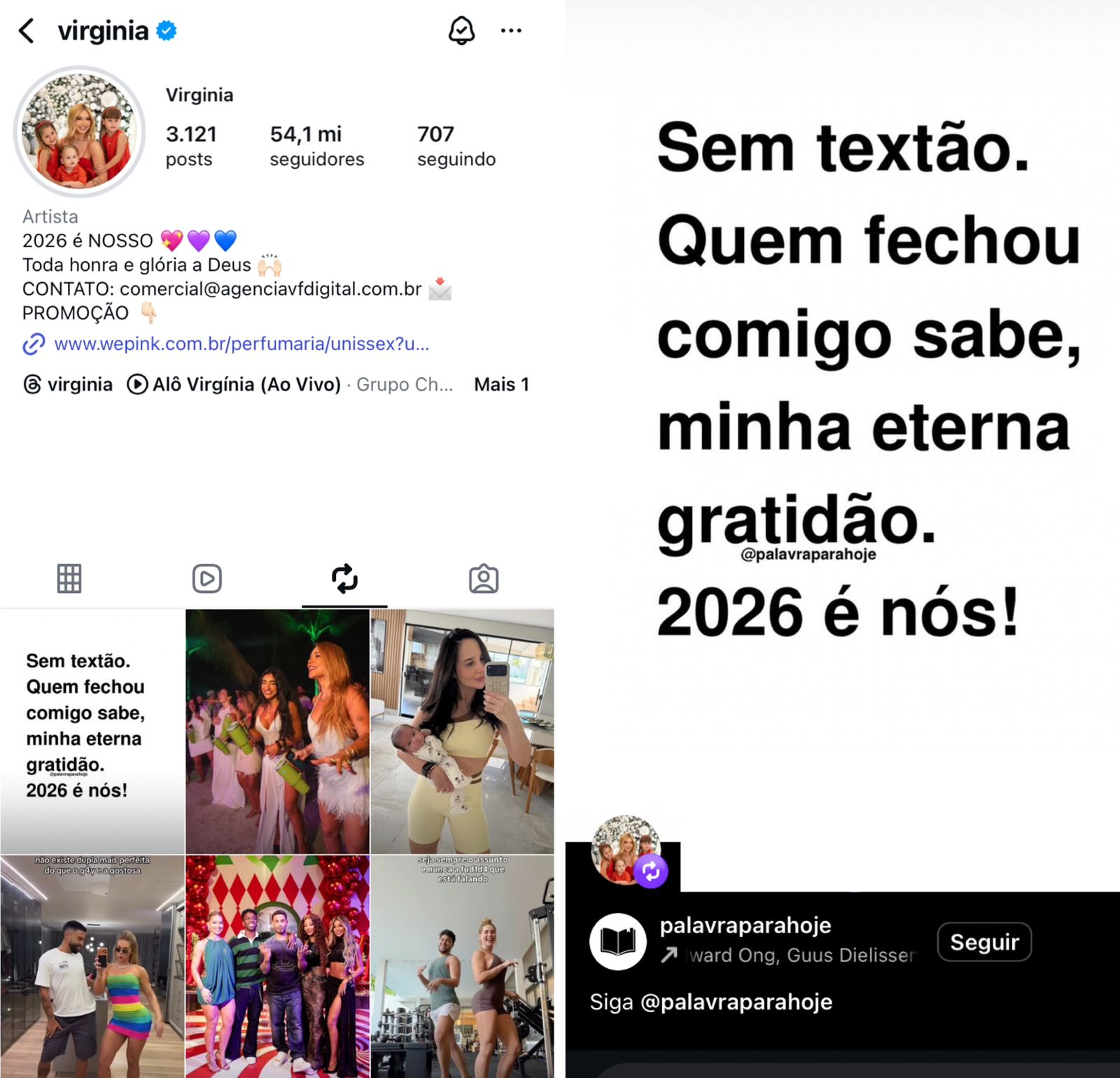 Publicação repostada por Virginia após término com Zé Felipe 