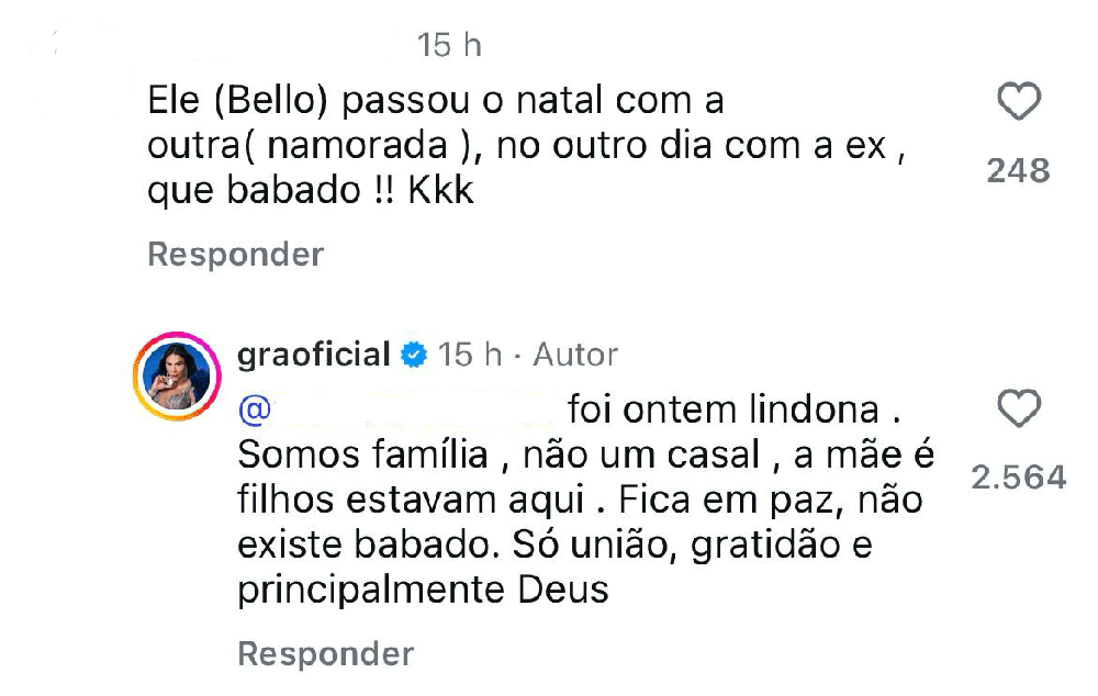 Gracyanne Barbosa se pronuncia após aparecer com Belo no Natal