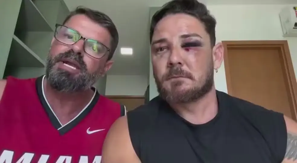 Casal de Mato Grosso foi agredido por comerciantes na praia de Porto de Galinhas — Foto: Reprodução/Whatsap
