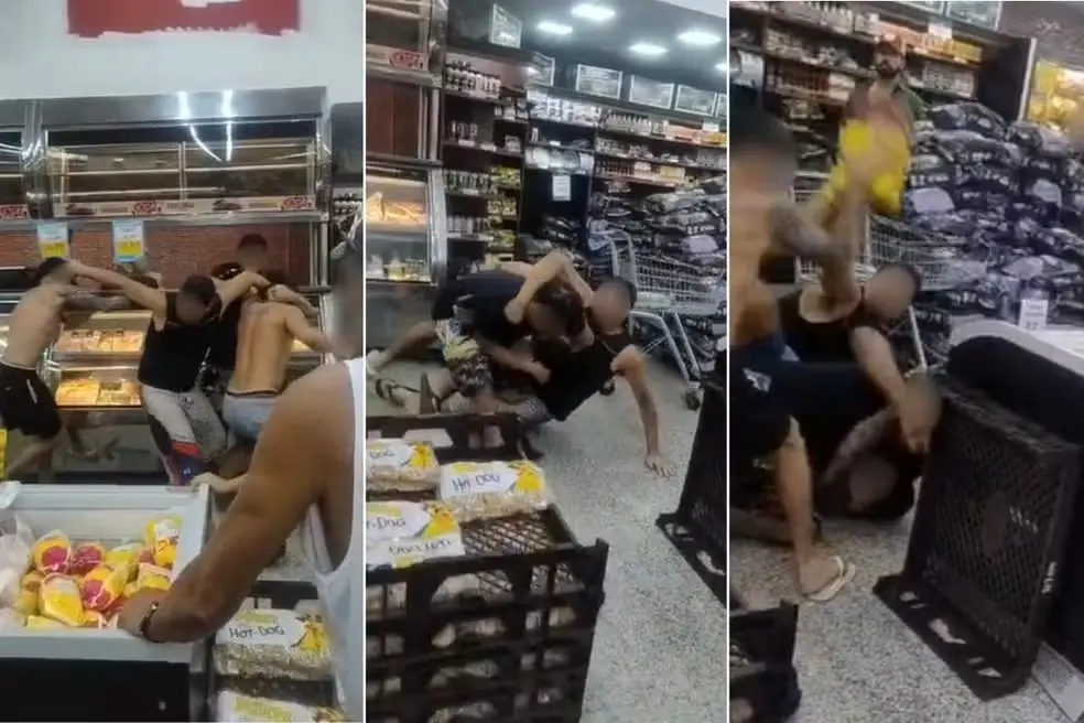 Compras no Natal terminam com agressões e produtos arremessados em supermercado de Itanhaém, SP  (Foto: Redes Sociais)