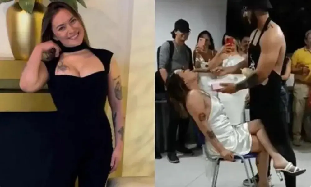 Juíza Vivian Polanía gera polêmica após ser filmada recebendo lap dance em sala de tribunal na Colômbia — Foto: Reprodução/X
