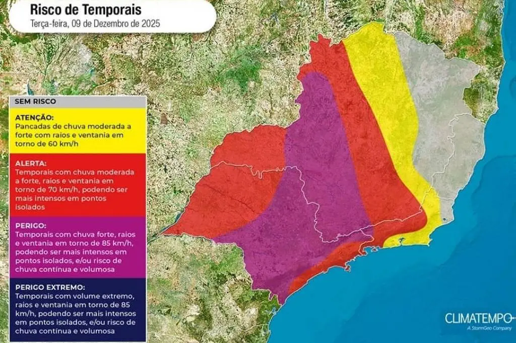 Ciclone extratropical traz temporais e ventos de até 90 km/h a São Paulo a partir desta terça (9)