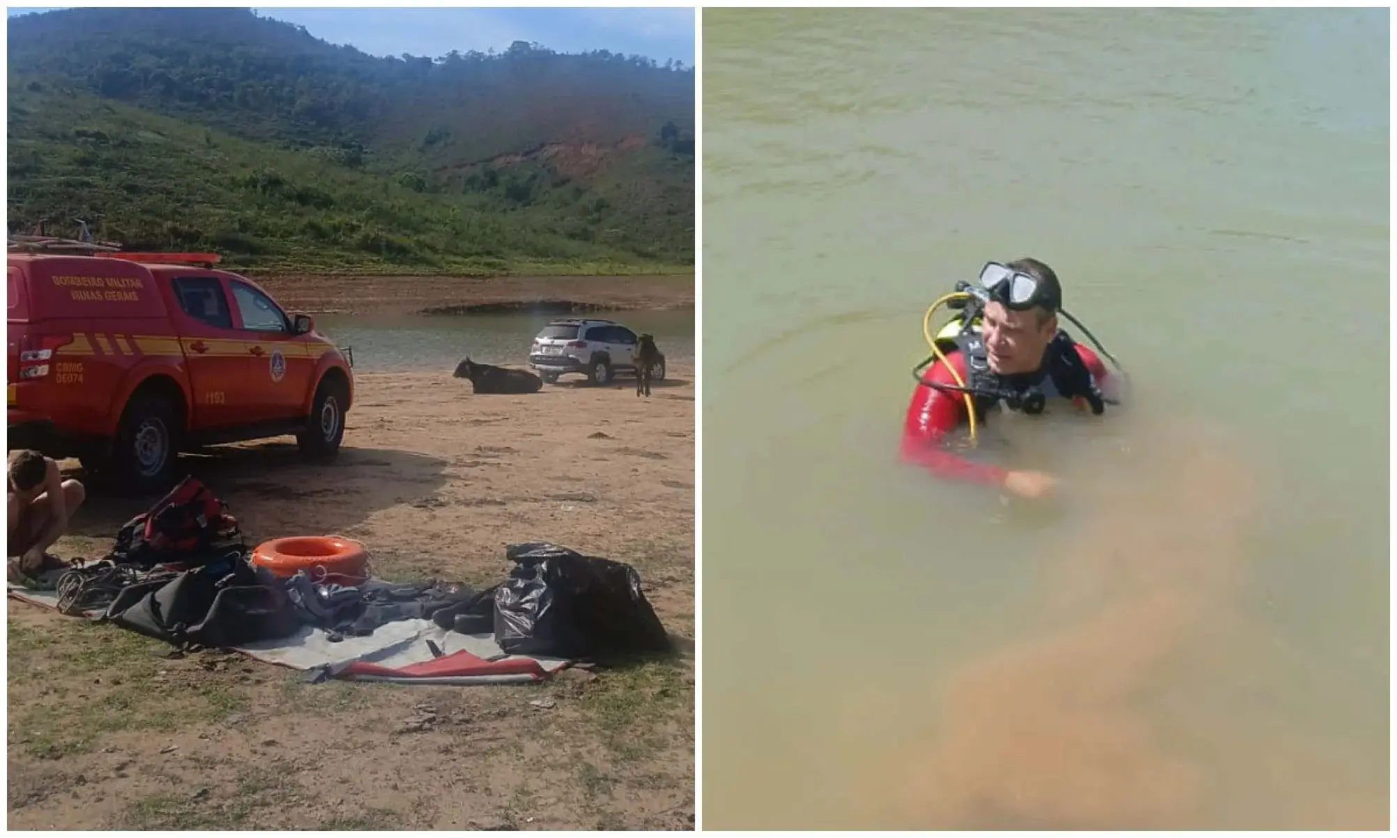 Homem morreu afogado durante passeio em represa (Foto: CBMMG)