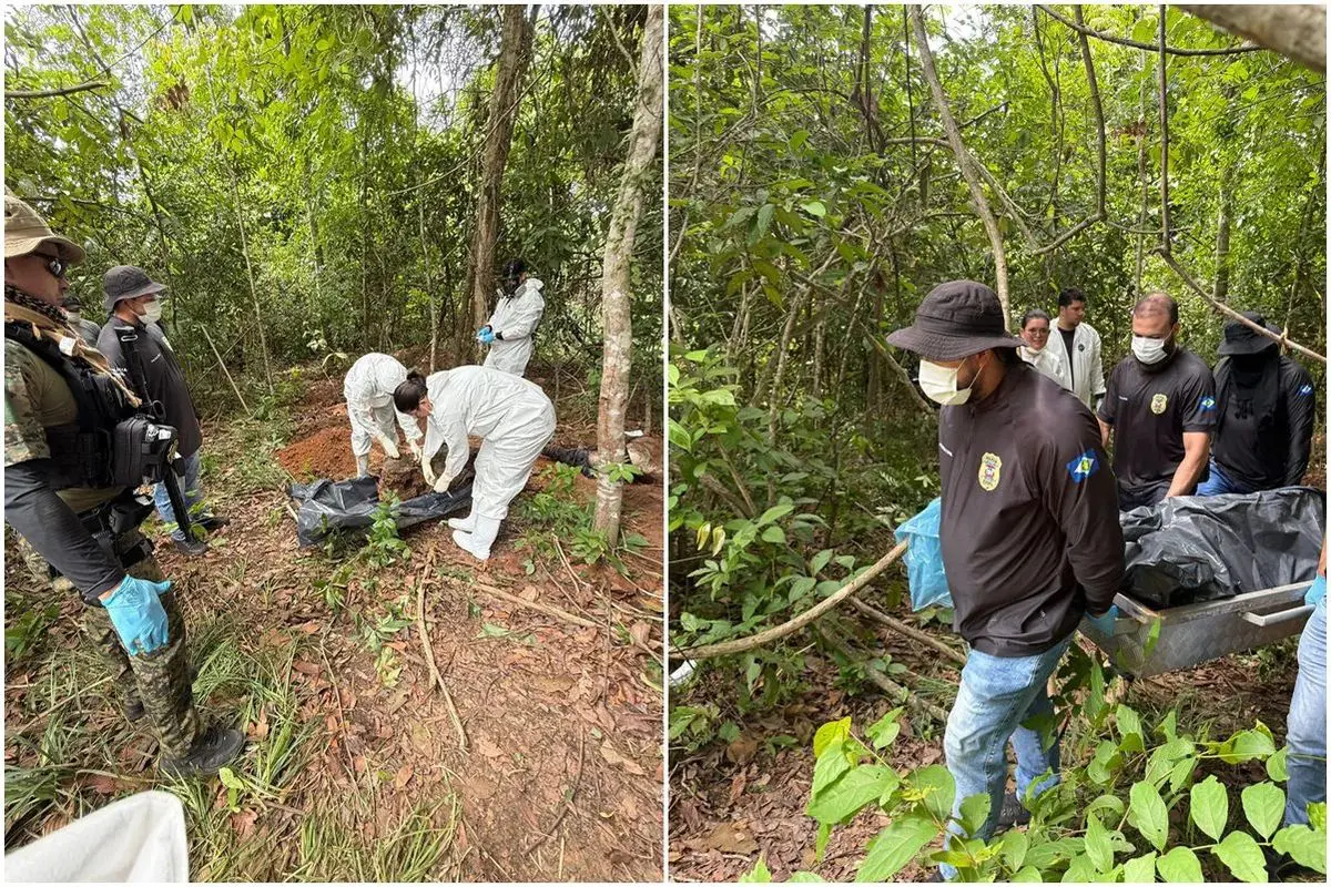 Dois cadáveres foram encontrados enterrados no local (Foto: Polícia Civil MT)