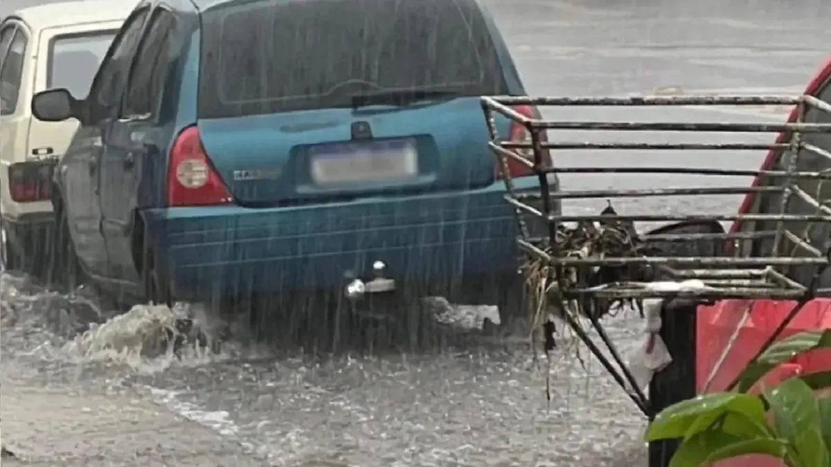 Jovem ficou presa debaixo de carro (Foto: Reprodução)
