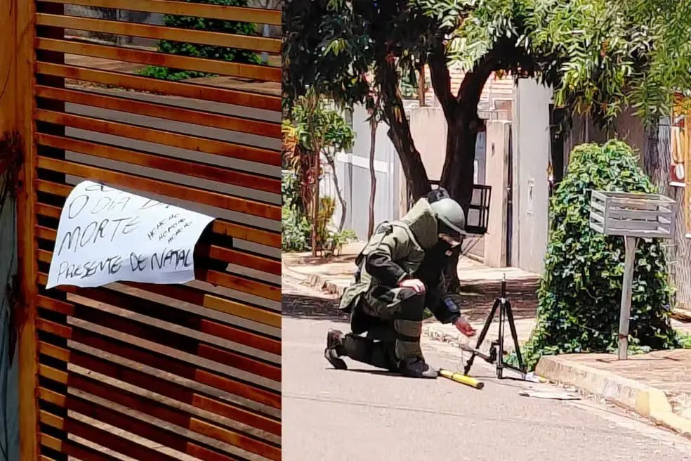 Bomba foi encontrada em frenta a uma residência (Foto: Reprodução)