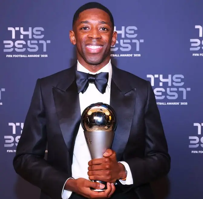 Ousmane Dembélé vence prêmio The Best, da Fifa (Foto: Reprodução / Redes Sociais)
