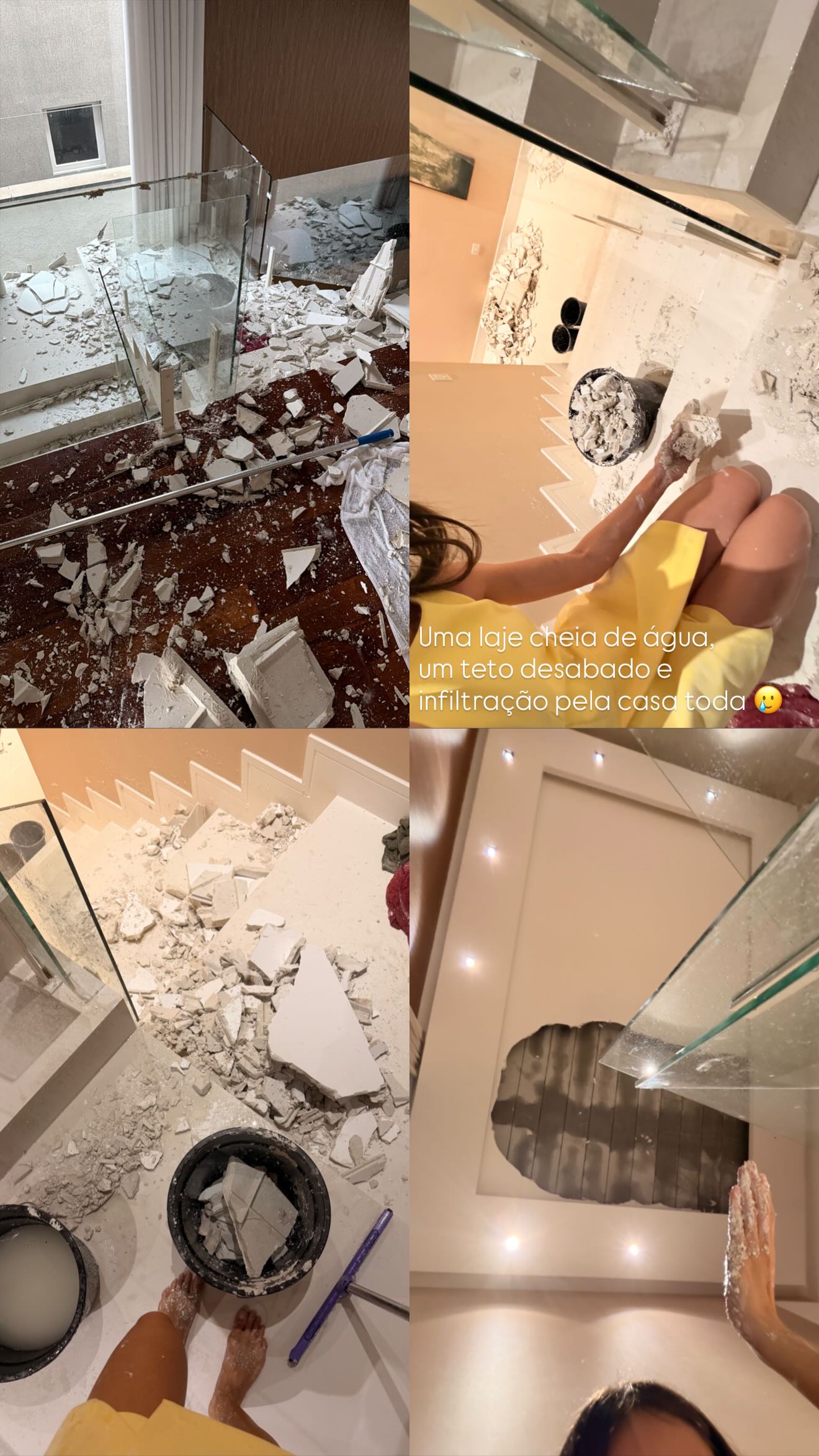 Teto da casa de filha de Neymar desaba após fortes chuvas (Foto: Reprodução/Redes sociais)
