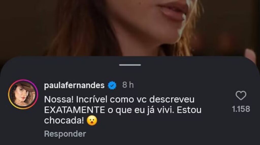 Comentário de Paula Fernandes na publicação de Mariana Goldfarb 