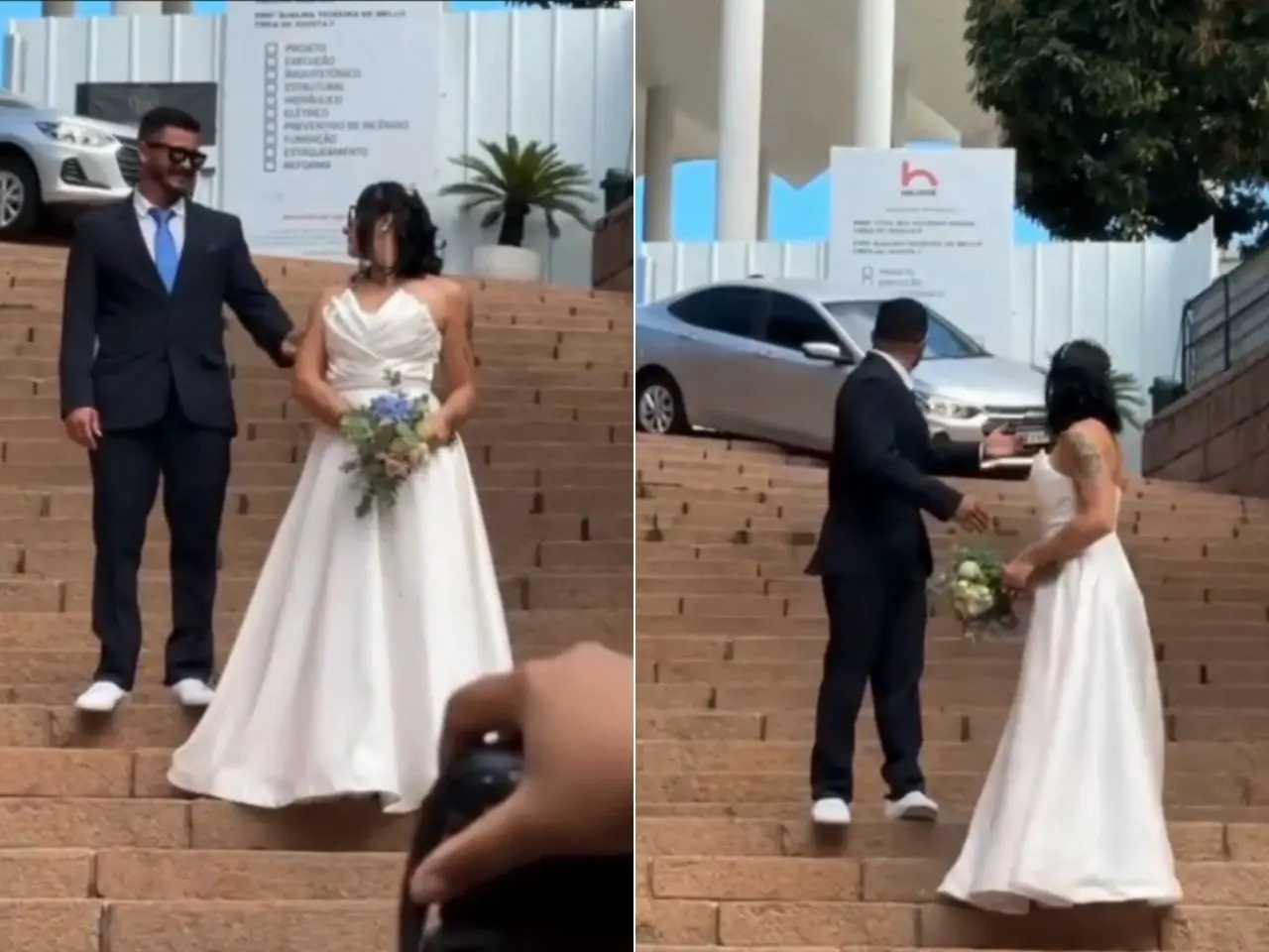Carro invade ensaio de casamento e viraliza nas redes; vídeo