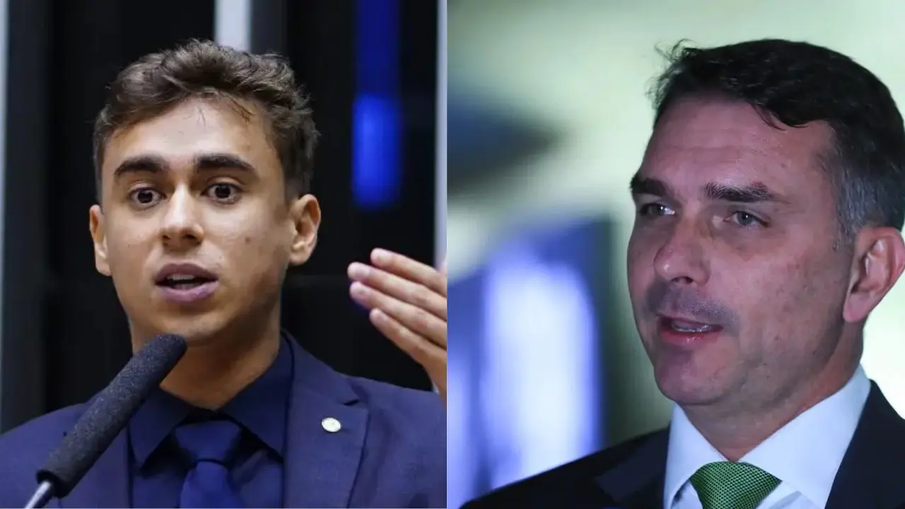 Nikolas Ferreira e Flávio Bolsonaro (Foto: Lula Marques/Agência Brasil/Pablo Valadares/Câmara dos Deputados)