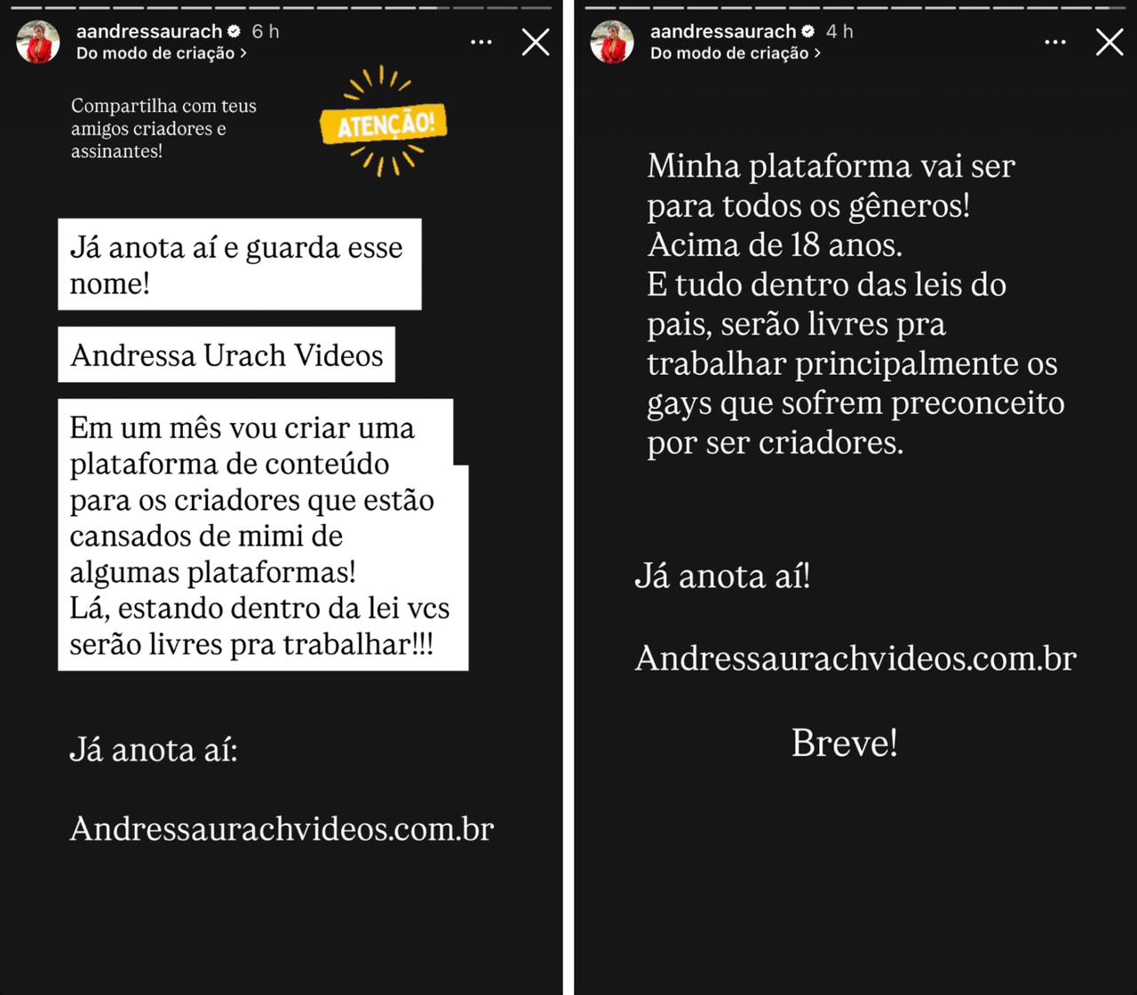 Anúncio Andressa Urach Vídeos 