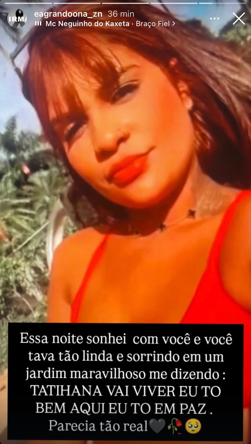 Publicação de Tathiana, irmã de Tainara 