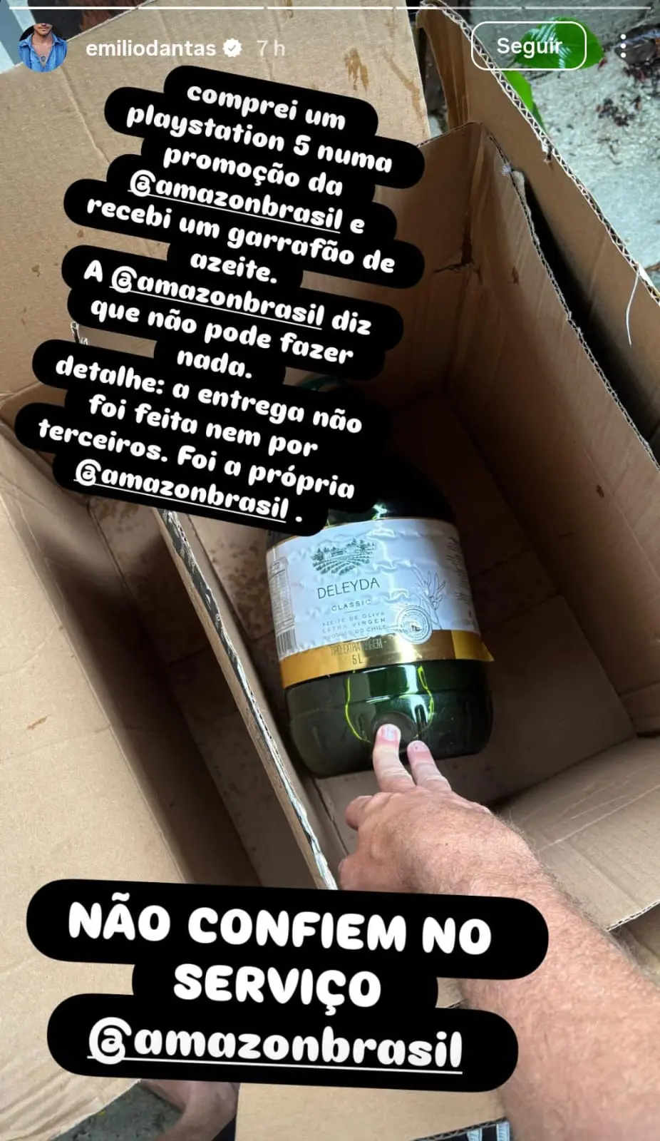 Postagem de Emilio Dantas (Reprodução/Redes Sociais)