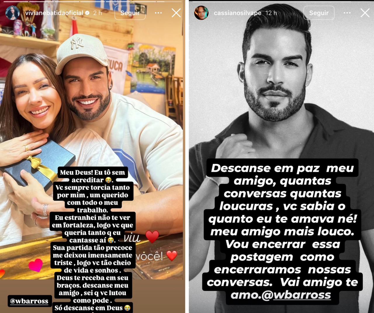 Publicações de amigos em homenagem a Wallace Barros || Reprodução: Redes Sociais/Instagram