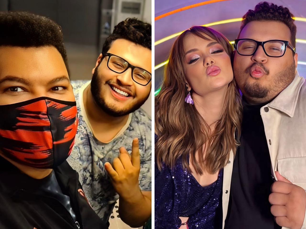 À esquerda Victor Hugo e Babu Santana - À direita Victor Hugo e Marcela MC Gowan || Reprodução: Redes Sociais 
