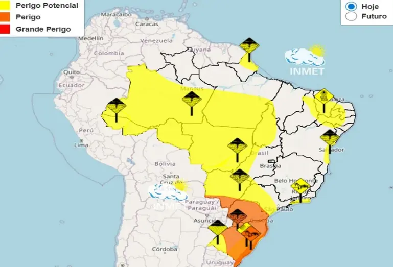 Ciclone avança pelo Sul com ventos de até 100 km/h e provoca alerta máximo