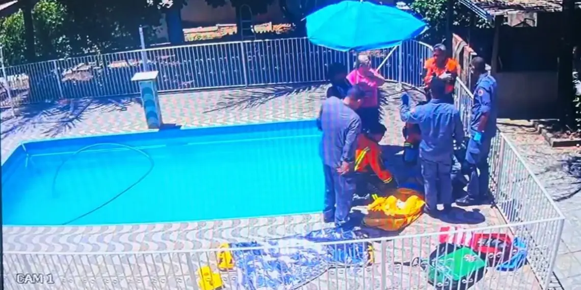 Criança morre afogada em uma piscina de Campinas. Foto: Reprodução/Câmeras de segurança