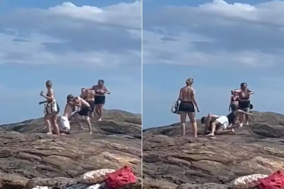 Briga entre banhistas termina em troca de socos na praia (Foto: Reprodução/Redes sociais)