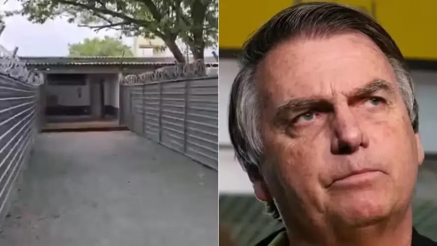 Cela onde Bolsonaro está na Papudinha em Brasília — Foto: STF/Divulgação e Tânia Rêgo/Agência Brasil
