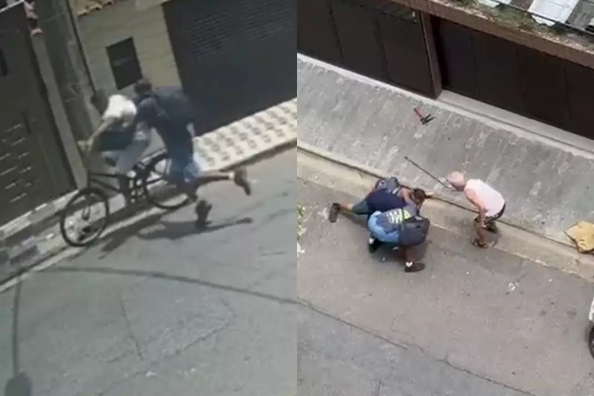 Suspeito imobilizado (Reprodução/Redes Sociais)