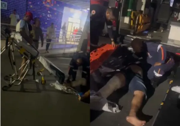 Paciente caiu da maca ao ser colocado em ambulância do Samu durante atendimento na UPA de Brotas, em Salvador; caso foi registrado em vídeo por familiares. Foto: Reprodução.
