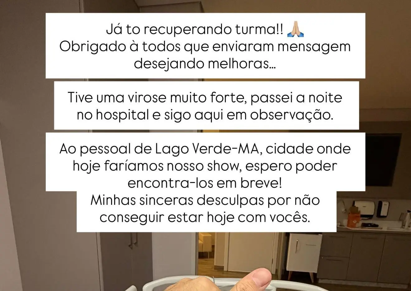 Cantor famoso é internado e cancela shows por problema de saúde (Foto: Redes Sociais)