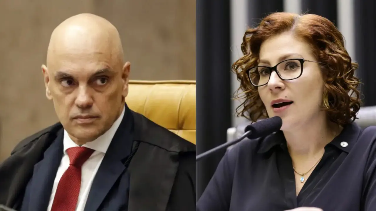 Alexandre de Moraes e Carla Zambelli (Foto: André Richter/Agência Brasil/Michel Jesus/Câmara dos Deputados)