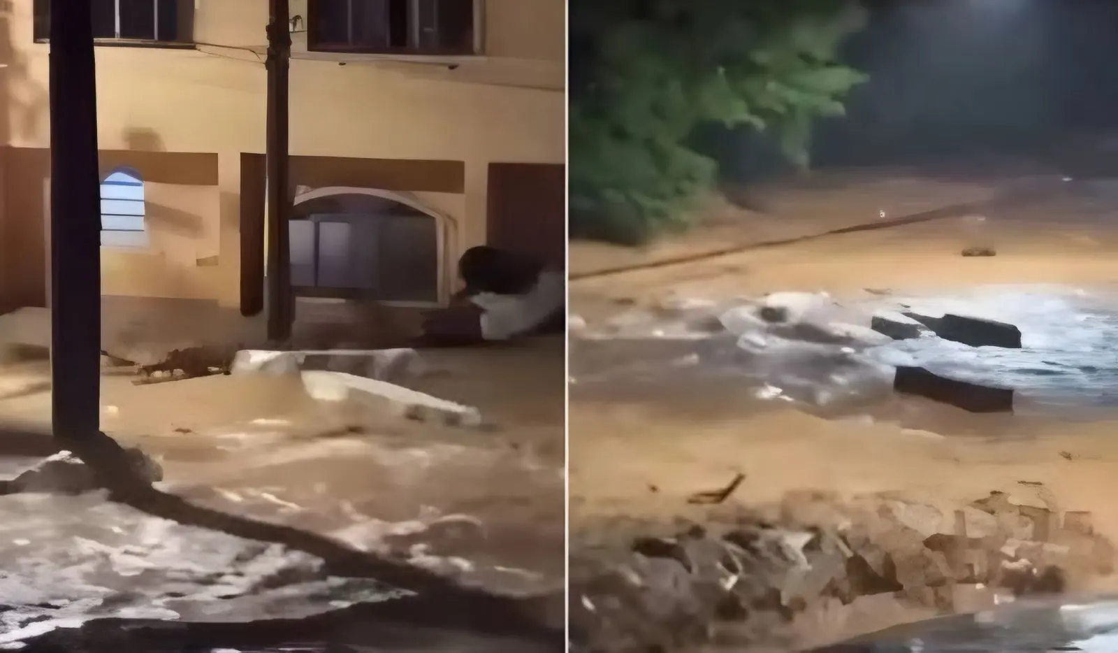 Caixões são arrastados por enxurrada após temporal em MG (Foto: Reprodução/Redes sociais)