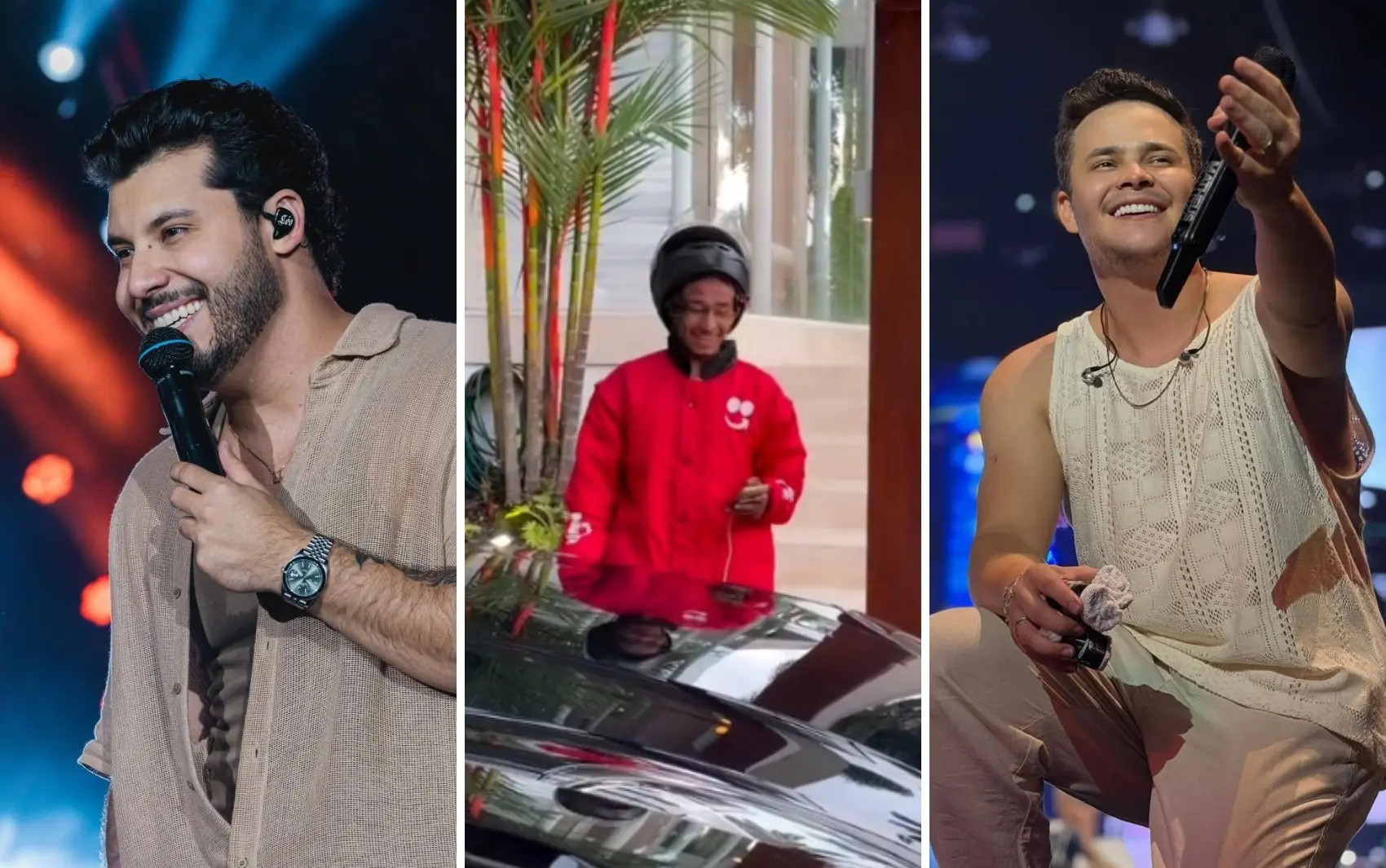 ‘Rolê aleatório’: entregador ‘dá de cara’ com Murilo Huff e Matheus, da dupla com Kauan, e se surpreende